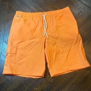 Lacoste Orange Swim Trunks Large 9" Inseam Bright Summer Board Shorts